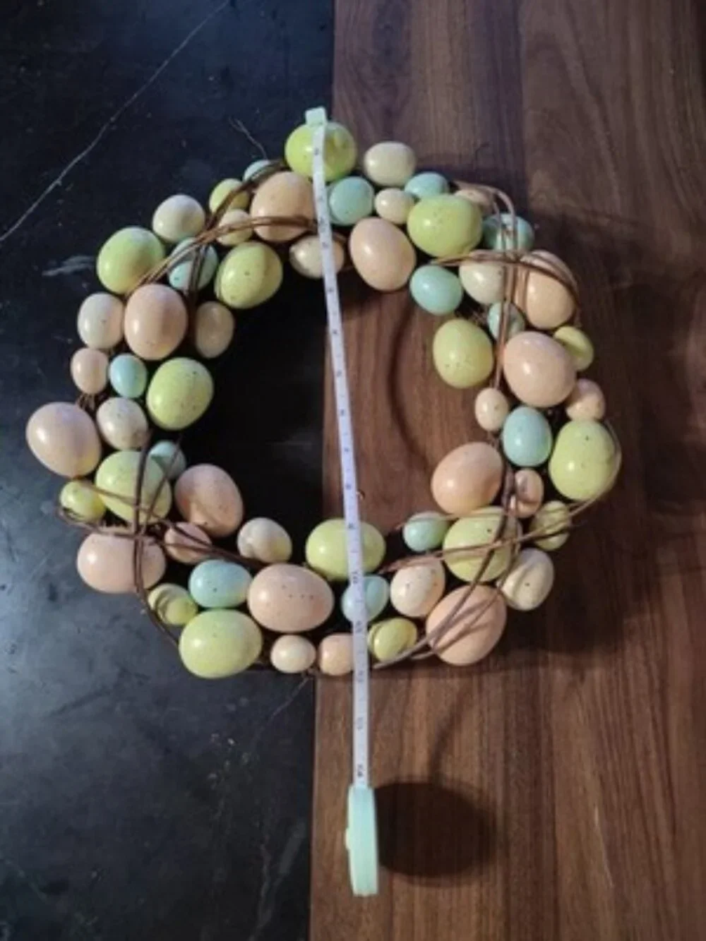 Vtg Grape Vine Wreath With Color Speckled Birds Eggs Easter